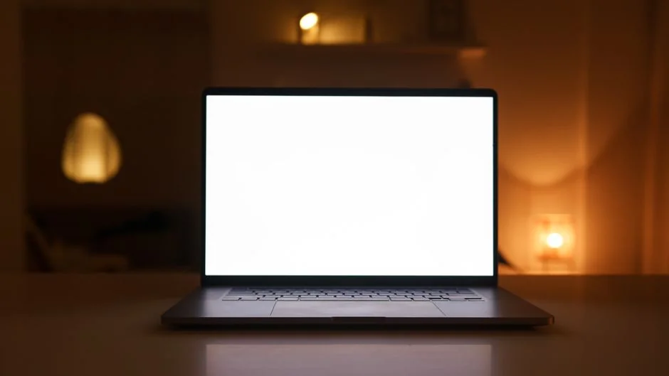 A modern computer screen displaying web design work, showcasing creative visuals in a workspace.